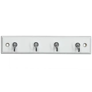 B&M White & Chrome 4 Hook Key Rail 3 B&M White & Chrome 4 Hook Key Rail