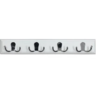 B&M White & Chrome 4 X Double Hook Rail 3 B&M White & Chrome 4 X Double Hook Rail