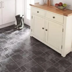 B&M Self Adhesive Floor Tiles Grey Stone Effect