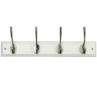 Antique Cream & Brass 4 X Double Hook Rail 3 Antique Cream & Brass 4 X Double Hook Rail