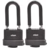 Long Shackle Weatherproof Padlock 50mm 2pk - Black 1 Long Shackle Weatherproof Padlock 50mm 2pk - Black -Robert Dyas Equipment Shop 331843 long shackle black weatherproof 50mm