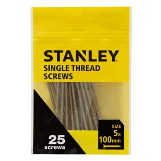 Stanley Single Thread Screws 25pk 100mm 3 Stanley Single Thread Screws 25pk 100mm