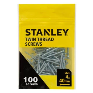 Stanley Twin Thread Screws 100pk 4 X 40mm 3 Stanley Twin Thread Screws 100pk 4 X 40mm