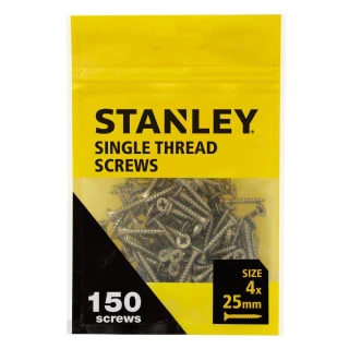 Stanley Single Thread Screws 150pk 4 X 25mm 3 Stanley Single Thread Screws 150pk 4 X 25mm