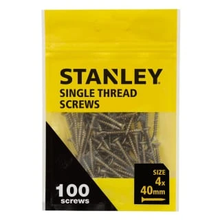 Stanley Single Thread Screws 100pk 4 X 40mm 3 Stanley Single Thread Screws 100pk 4 X 40mm