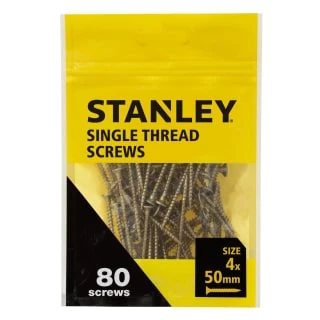 Stanley Single Thread Screws 80pk 4 X 50mm 3 Stanley Single Thread Screws 80pk 4 X 50mm