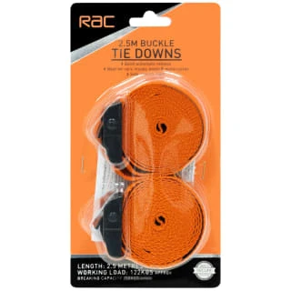 RAC Buckle Tie Downs 2.5m 2pk 3 RAC Buckle Tie Downs 2.5m 2pk