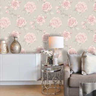 Rosa Blush & Grey Floral Wallpaper 3 Rosa Blush & Grey Floral Wallpaper