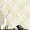 Ornamental Damask Yellow Wallpaper