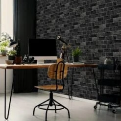 House Brick Black Wallpaper