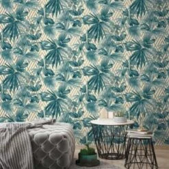 Forage Teal Wallpaper