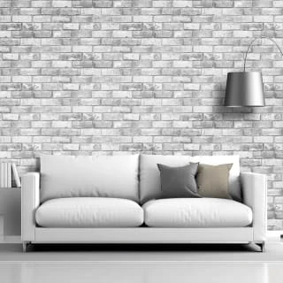 Debona Metallic Brick Wallpaper - White 3 Debona Metallic Brick Wallpaper - White