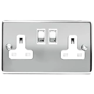 B&M 2 Gang Wall Socket - Chrome 13 Amp 3 B&M 2 Gang Wall Socket - Chrome 13 Amp