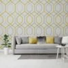 Oria Glitter Hex Wallpaper - Yellow & Grey 1 Oria Glitter Hex Wallpaper - Yellow & Grey -Robert Dyas Equipment Shop 378788 oria glitter hex yellow grey wallpaper 2
