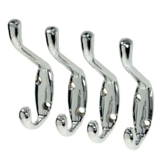 B&M Chrome Effect Double Hooks 4pk 3 B&M Chrome Effect Double Hooks 4pk
