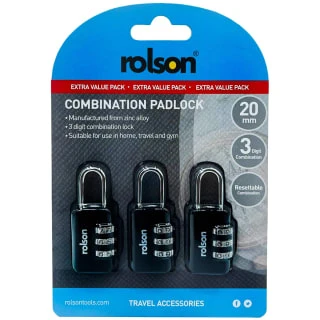Rolson Combination Padlock 20mm 3pk 3 Rolson Combination Padlock 20mm 3pk