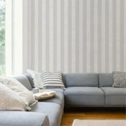 Linen Stripe Grey Wallpaper