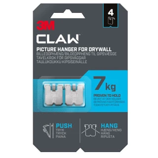 B&M 3M Claw Picture Hanger For Drywall 4pk - 7kg 3 B&M 3M Claw Picture Hanger For Drywall 4pk - 7kg